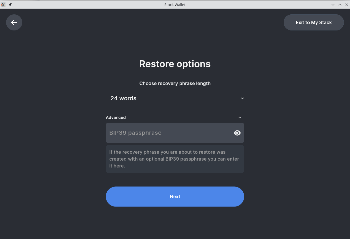 Stack Restore/Generate Wallet